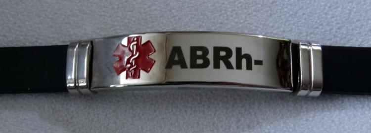 AB Rh- bransoletka ze stali chirurgicznej 316L z kauczukiem abrh-