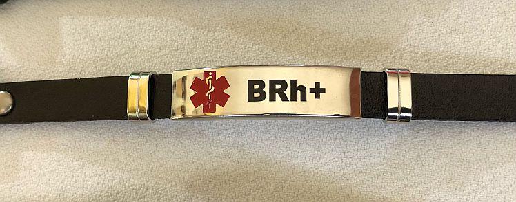 B Rh+ bransoletka ze skry i stali chirurgicznej 316L