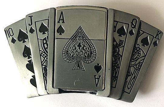Karty poker klamra stare srebro z zapalniczk benzynow