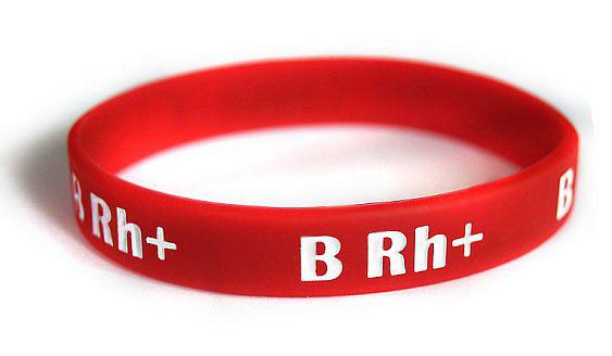Grupa krwi B Rh+ bransoletka silikonowa czerwona