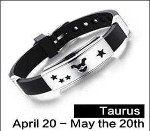 Zodiak Byk Taurus bransoletka ze stali chirurgicznej 316L z kauczukiem