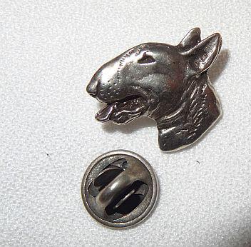 BULL TERRIER pies znaczek stare srebro na pins