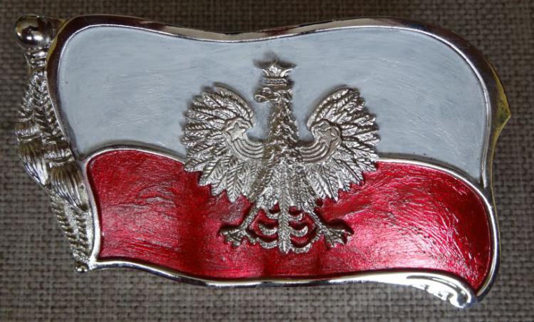 FLAGA POLSKA Z OREM klamra malowana